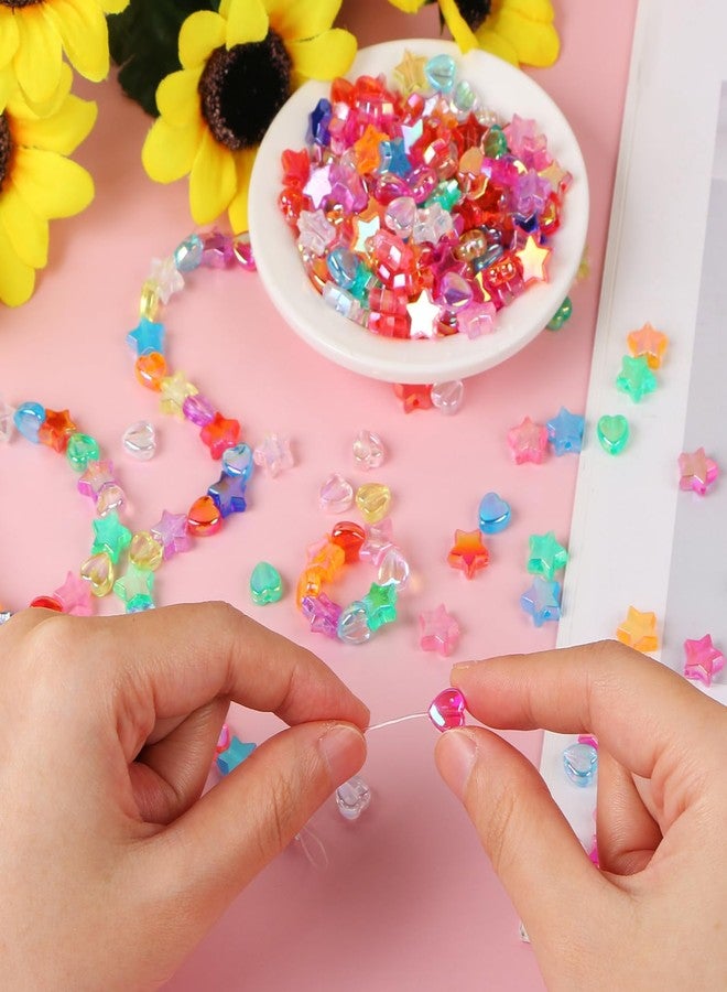 CCOZN 200 Pcs Multicolor Acrylic Heart Star Beads for Jewelry Making, 11mm Bulk with Box - Image 4
