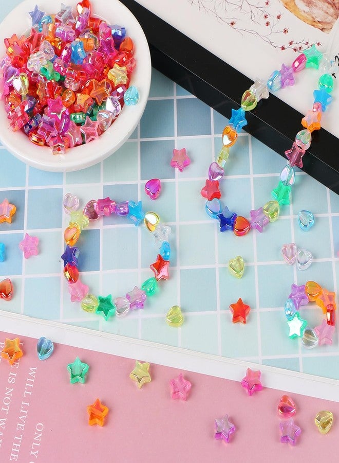CCOZN 200 Pcs Multicolor Acrylic Heart Star Beads for Jewelry Making, 11mm Bulk with Box - Image 3