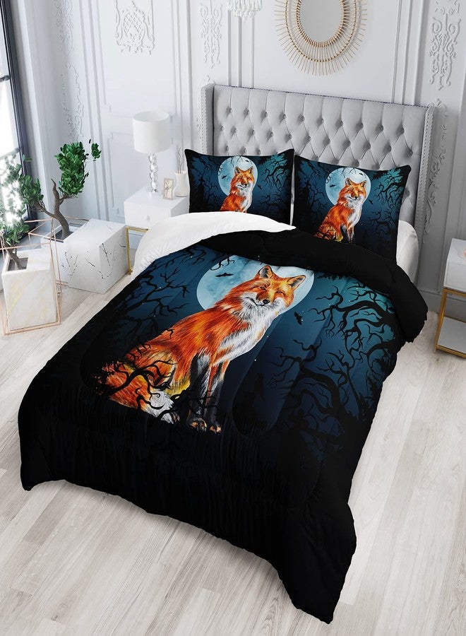 AILONEN Fox Comforter Sets for Teens, Fox Cartoon Printed Bedding Sets Queen Size,Fox Comforter,Fox Animals Bed Set for Bedroom,Fox Duvet,3 Piece 1 Comforter and 2 Pillowcases - Image 2