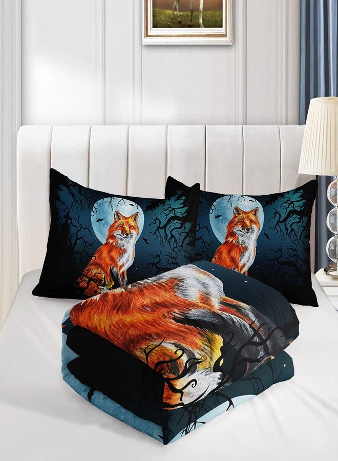 AILONEN Fox Comforter Sets for Teens, Fox Cartoon Printed Bedding Sets Queen Size,Fox Comforter,Fox Animals Bed Set for Bedroom,Fox Duvet,3 Piece 1 Comforter and 2 Pillowcases - Image 3