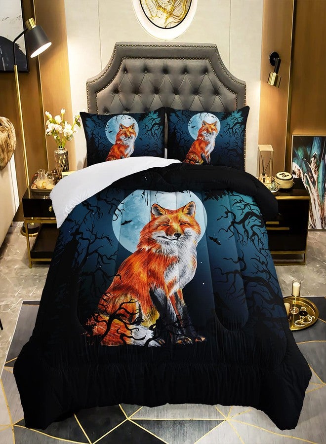 AILONEN Fox Comforter Sets for Teens, Fox Cartoon Printed Bedding Sets Queen Size,Fox Comforter,Fox Animals Bed Set for Bedroom,Fox Duvet,3 Piece 1 Comforter and 2 Pillowcases - Image 1