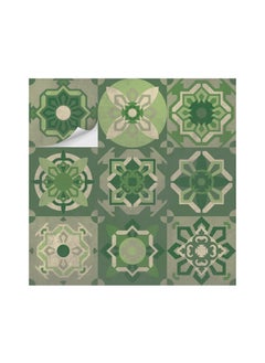 MOSAICOWALL MOSAICOWALL DIY Portuguese Olive Green Tile Stickers for Kitchen Living Room 6 inches x 6 inches Pack of 36 Style 70  - Image 1