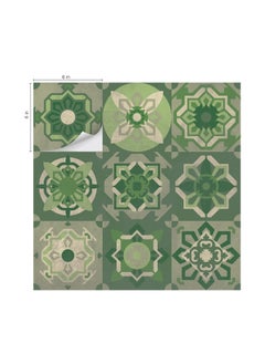 MOSAICOWALL MOSAICOWALL DIY Portuguese Olive Green Tile Stickers for Kitchen Living Room 6 inches x 6 inches Pack of 36 Style 70  - Image 2