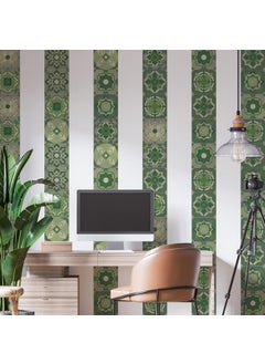 MOSAICOWALL MOSAICOWALL DIY Portuguese Olive Green Tile Stickers for Kitchen Living Room 6 inches x 6 inches Pack of 36 Style 70  - Image 4