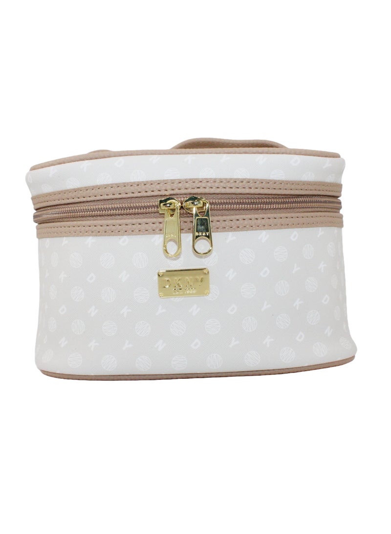 DKNY Legacy Train Case Cosmetic Bag, Travel Make up Bag Small, Small Waterproof and Lightweight Cosmetic Bag Storage Bag, Small Makeup Bag, Travel Toiletry Bag - Image 1