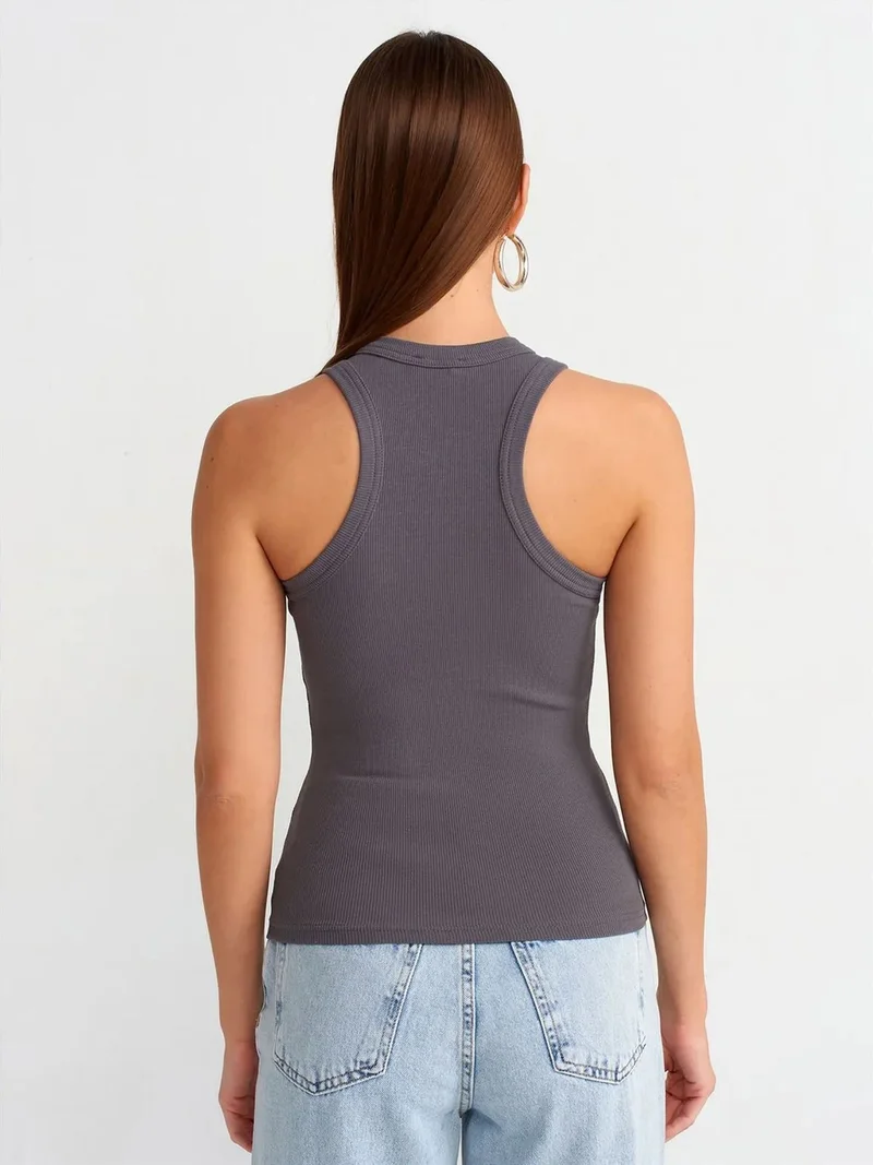 ديلفين Dilvin Ribbed Halter Neck Sleeveless Blouse