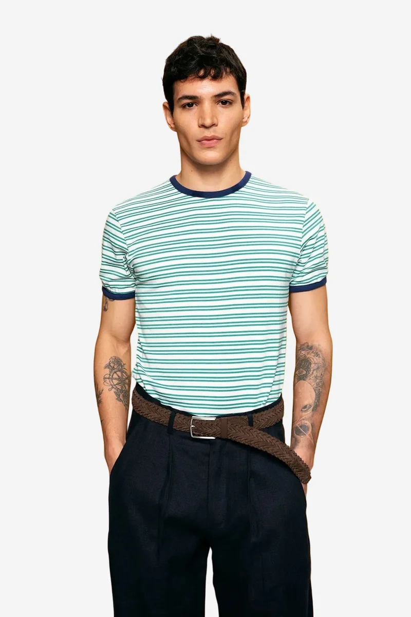 Giesto Multicolor GIESTO Men's striped slim-fit crew neck T-shirt for Men | Best Price UAE
