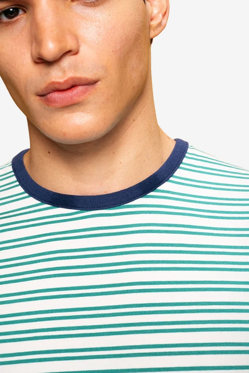 GIESTO Men's striped slim-fit crew neck T-shirt
