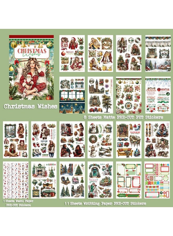 Dwpetzo Dwetpzo Christmas Wishes Scrapbook Stickers for Journaling Supplies, Pre-Cut Xmas Holiday Sticker Book for Junk Journals Scrapbooking Card Making Bujo Planners Deco - Image 2