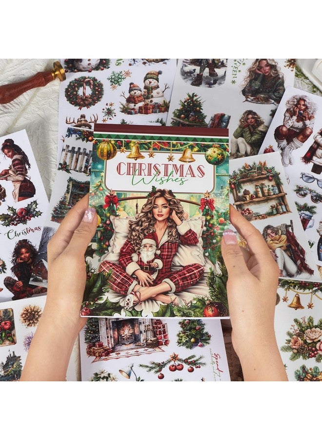 Dwpetzo Dwetpzo Christmas Wishes Scrapbook Stickers for Journaling Supplies, Pre-Cut Xmas Holiday Sticker Book for Junk Journals Scrapbooking Card Making Bujo Planners Deco - Image 4