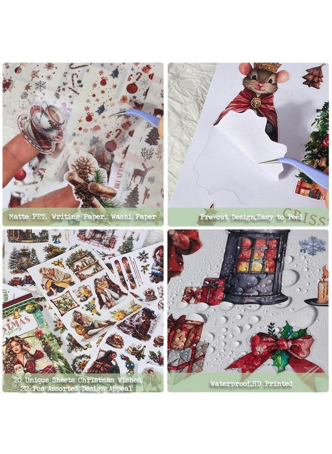 Dwpetzo Dwetpzo Christmas Wishes Scrapbook Stickers for Journaling Supplies, Pre-Cut Xmas Holiday Sticker Book for Junk Journals Scrapbooking Card Making Bujo Planners Deco - Image 3