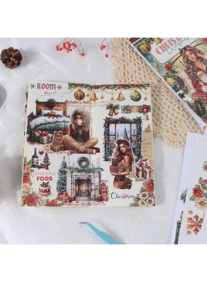 Dwpetzo Dwetpzo Christmas Wishes Scrapbook Stickers for Journaling Supplies, Pre-Cut Xmas Holiday Sticker Book for Junk Journals Scrapbooking Card Making Bujo Planners Deco - Image 5