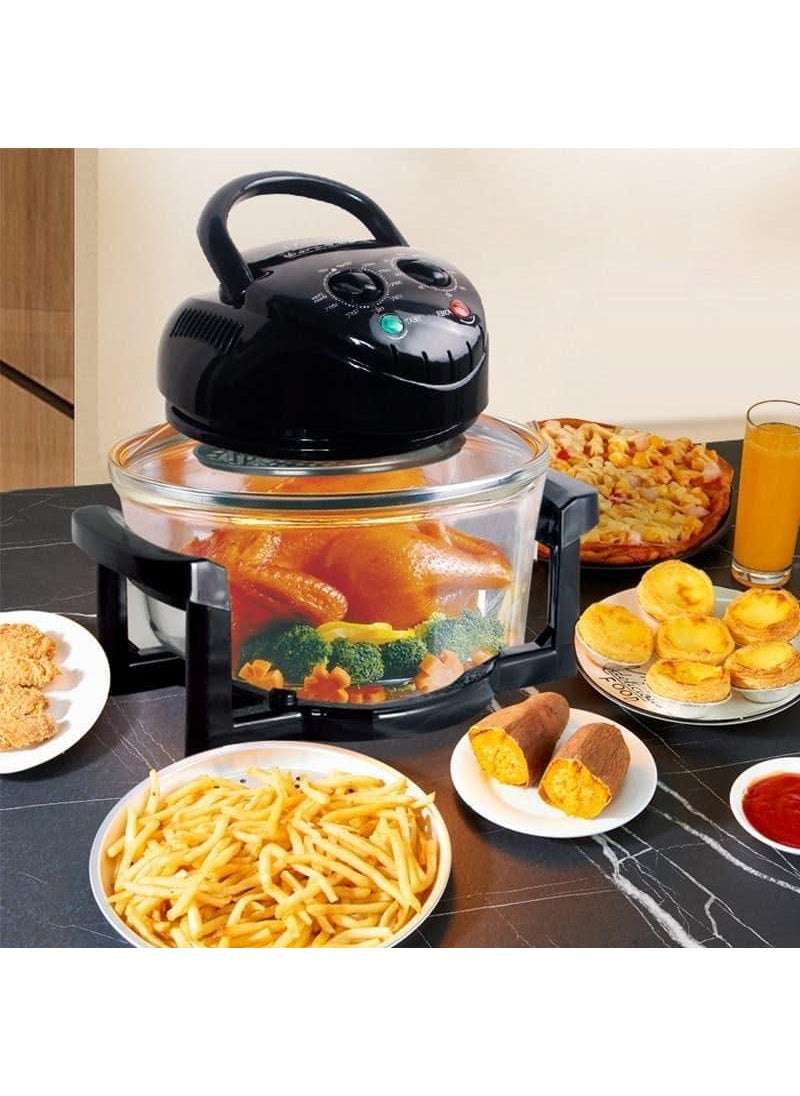 VBM VBM Halogen Oven with Glass Bowl Air Fryer Convection Oven Cooker Halogen Infrared with 8 Accessories OilFree MultiCooker with Time and Temperature Control for Roasting Frying Toasting or Crisping  - Image 4