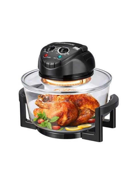 VBM Halogen Oven with Glass Bowl Air Fryer Convection Oven Cooker Halogen Infrared with 8 Accessories OilFree MultiCooker with Time and Temperature Control for Roasting Frying Toasting or Crisping