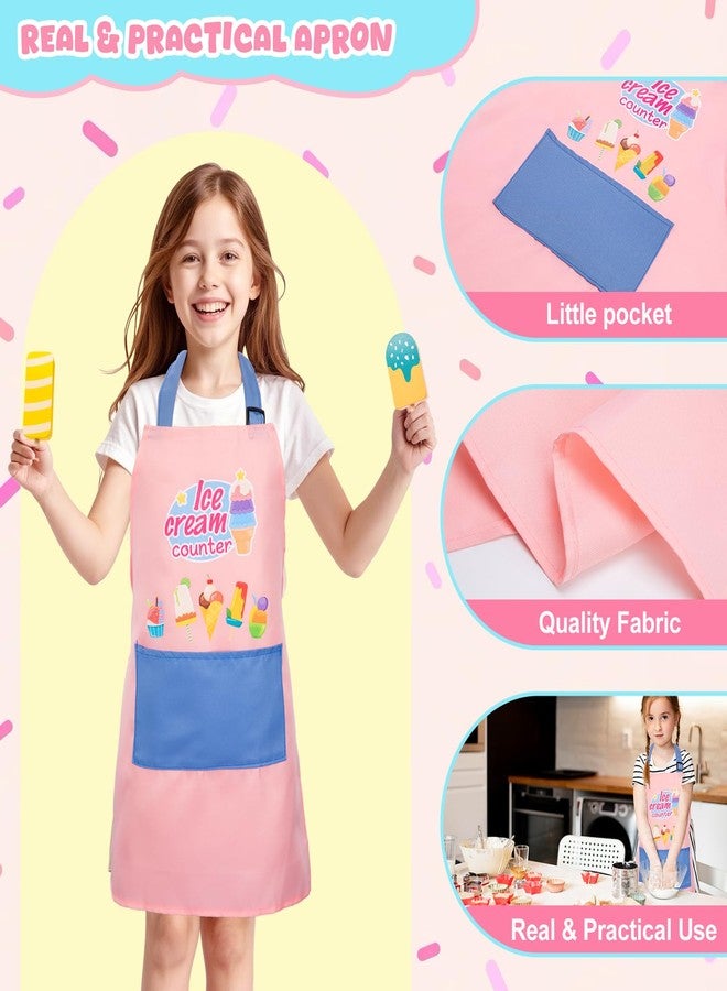 LOYO Ice Cream Toy for Kids 3-6, Wooden Ice Cream Shop Play Set with Counter, Apron, DIY Sticker, Scoop, Toy Money - Pretend Play Toys for Toddler Role Play, Christmas & Birthday Gift for Girls & Boys - Image 3