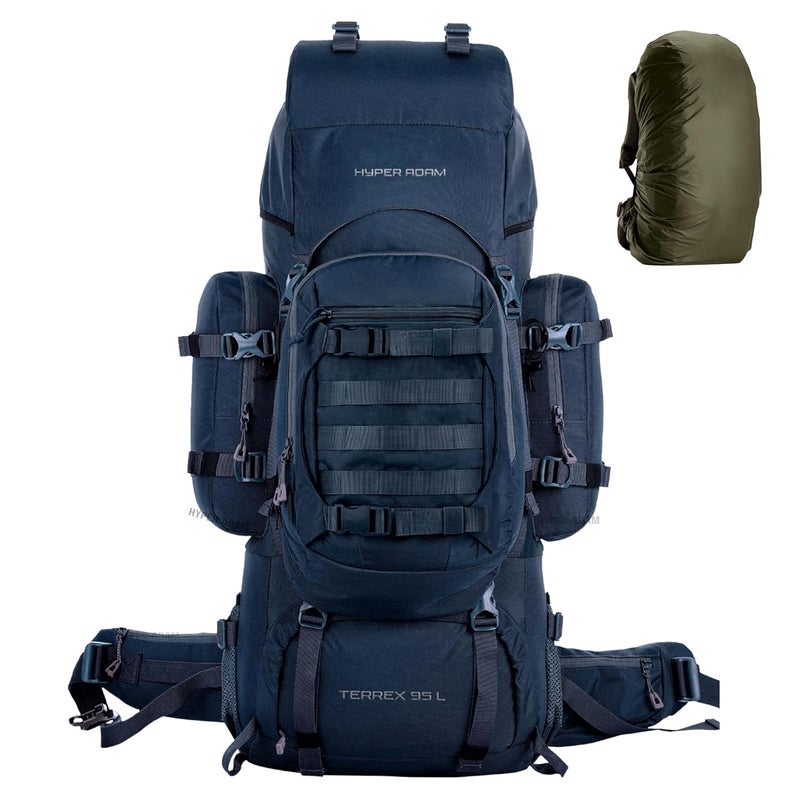 Hyper Adam حقيبة ظهر Terrex سعة 95 لتر مع حقيبة قابلة للفصل وغطاء مطري للتنزه والسفر | حقائب جبلية للرجال والنساء | حقيبة ظهر دعم ظهر قوي من الدرجة العسكرية - Image 1