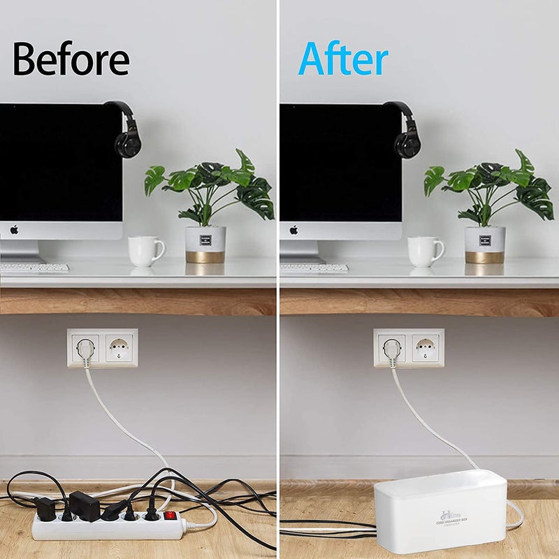 Hoteon Extension Board with Cable Management Box Hoteon Power Strip Plus Cord Organizer Box with Reset 2500W10A 5nos Universal Sockets and 3nos 5V31A USB Ports 5Mtr Surge Protection3 PIN White - Image 3