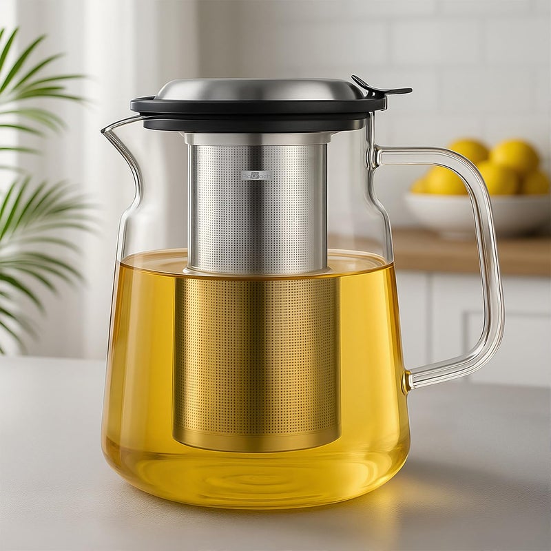 Aquach Glass Teapot with Removable Infuser - 57oz Borosilicate Tea Pot for Stovetop & Cold Brew, Stainless Steel Filter for Loose Leaf/Iced Tea - Image 2