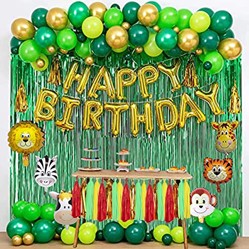 AMFIN® Jungle Theme Birthday Decoration/Animal Foil Balloon/Animal Decoration Kids/Jungle Theme Props/Photoshoot Animal Theme Foil - Pack of 126 - Image 1