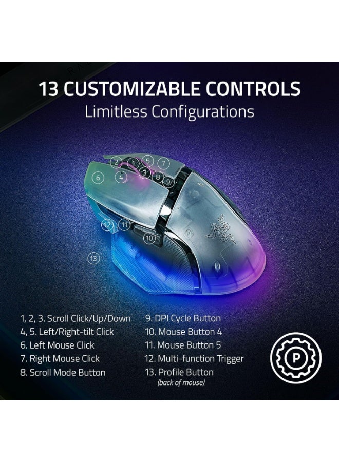Razer Basilisk V3 Pro 35K Fully Customizable Wireless Ergonomic RGB Gaming Mouse: HyperScroll Tilt Wheel, Focus Pro 35K Optical Sensor Gen-2, 11 Programmable Buttons - Phantom White Edition - Image 5