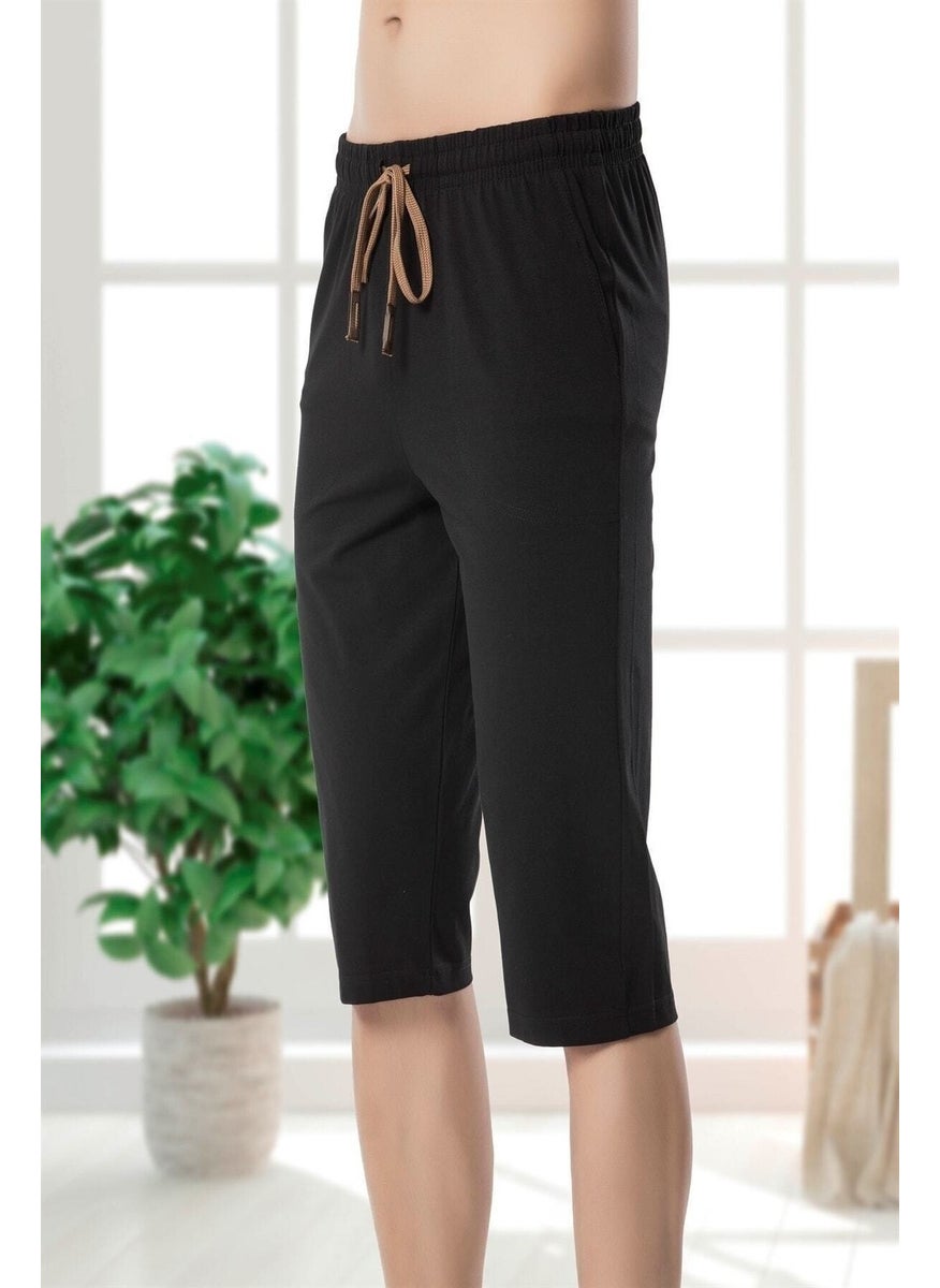 KLY Men's Thin Single Bottom Very Comfortable Cotton Capri Pajamas 