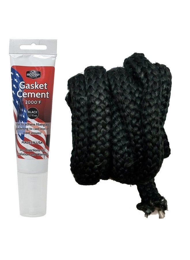 Midwest Hearth Wood Stove Replacement Gasket Kit for Woodburning Stoves - Graphite Impregnated Fiberglass Gaskets and Adhesive (3/4" x 84" Rope) - Image 1