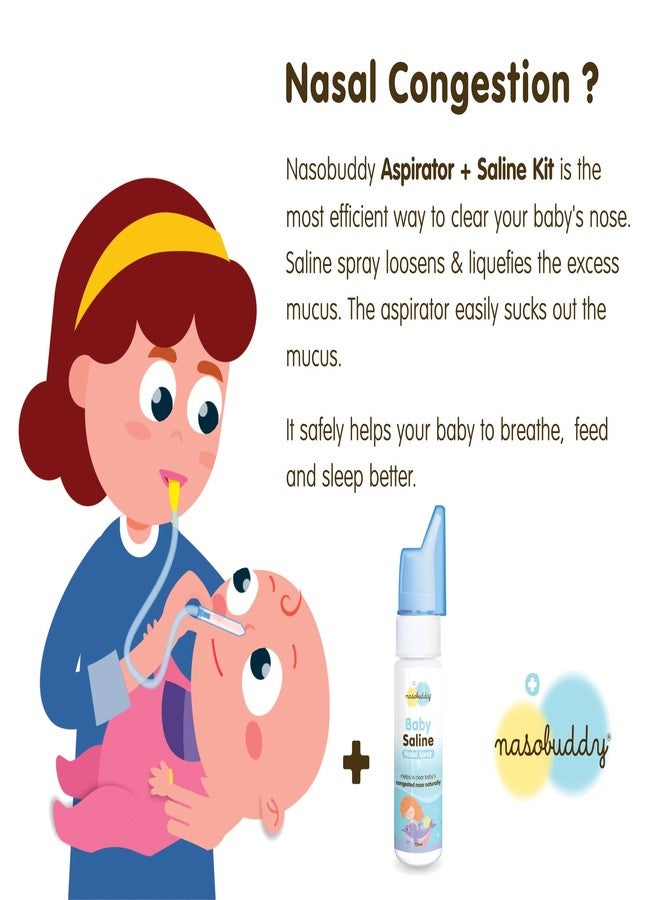 Nasobuddy Baby's Aspirator + Saline Kit Most efficient way to relieve baby's nasal congestion, clear baby's nose (0-5 years) - Image 3