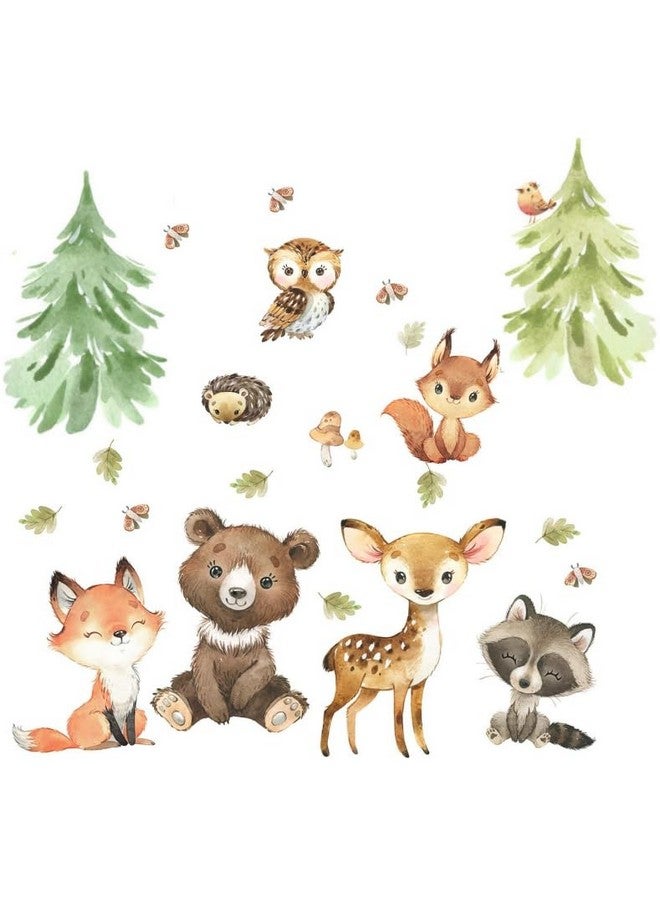 Zaiphany Woodland Wall Decals Stickers Peel and Stick for Baby Boys Girls Nursery Bedroom Netral Decor,Woodland Animals Wall Decals Stickers Forest Animals Bear Fox Owl Raccoon Deer - Image 1