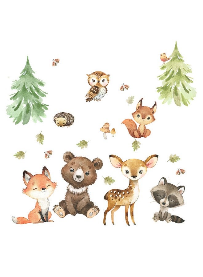 Zaiphany Woodland Wall Decals Stickers Peel and Stick for Baby Boys Girls Nursery Bedroom Netral Decor,Woodland Animals Wall Decals Stickers Forest Animals Bear Fox Owl Raccoon Deer - Image 5