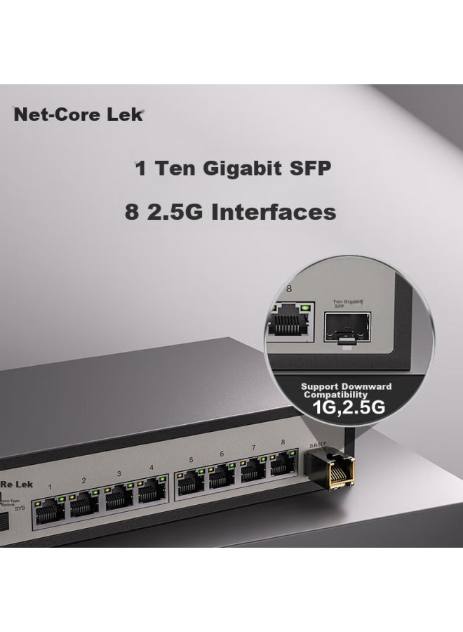 Netcore Gs9 9-port Enterprise-grade Switch With 8 2.5g Electrical Ports + 1 10g Sfp Optical Port, Compatible With 1g Optical And Electrical Modules, Gigabit Network Splitter - Image 1