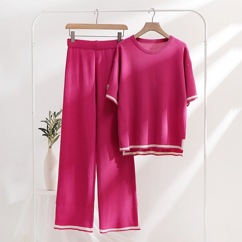 Loose Splice Sweater and Slit Pants Khaki - Image 5