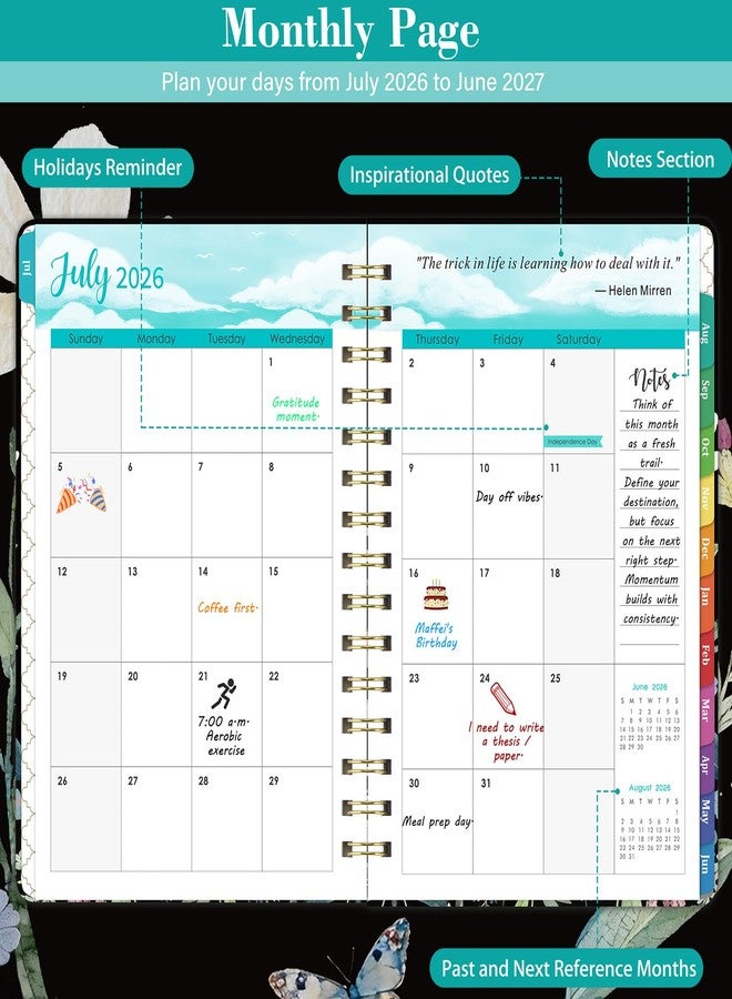Indeme مخطط 2026-2027 - مخطط أكاديمي 2026-2027، من يوليو 2026 إلى يونيو 2027، مقاس 6.5 × 8.5 بوصة، مخطط أسبوعي وشهري، مخطط تقويم 26-27، فواصل ملونة، جيب خلفي، عطلات، غلاف مقوى - Image 3