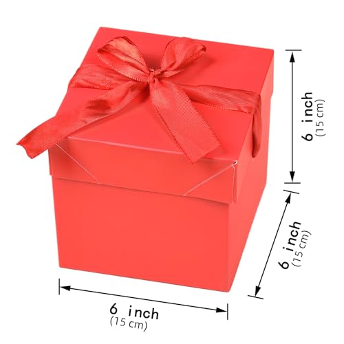 GP SUP 12 Pcs Squared Gift Boxes with LidsRed Kraft Gift Boxes for Birthday ChristmasAnniversaryValentines DayMothers Day Red 666 - Image 3