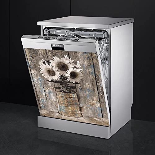 MLGB Vintage Wood Dishwasher Magnetic Cover for Door Front,Rustic Wooden Refrigerator Magnet Decor Sunflower Sticker,Country Wood Dishwasher Magnet Panel Decal for Fridge Home Appliance 23"x26" - Image 5
