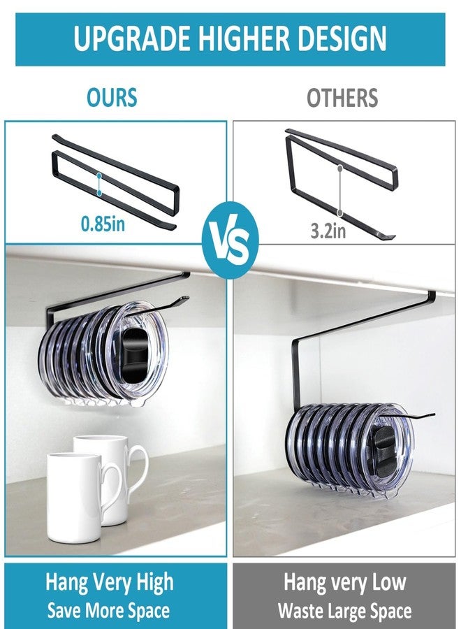 ARTLEO Shallow Tumbler Lid organizers for Cabinet, Space Saving Yeti Tumbler Lid Holder, Stanley Cup Lid organizers Under Cabinet, No Drill Cup Lid Hanger Must-Have 2025, 2 Pack Storage Hook - Image 5