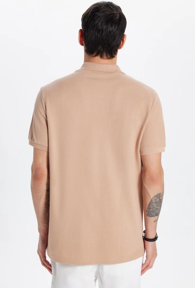 Tudors Men's Slim Fit Slim Cut 100% Cotton Mink Polo Neck T-Shirt