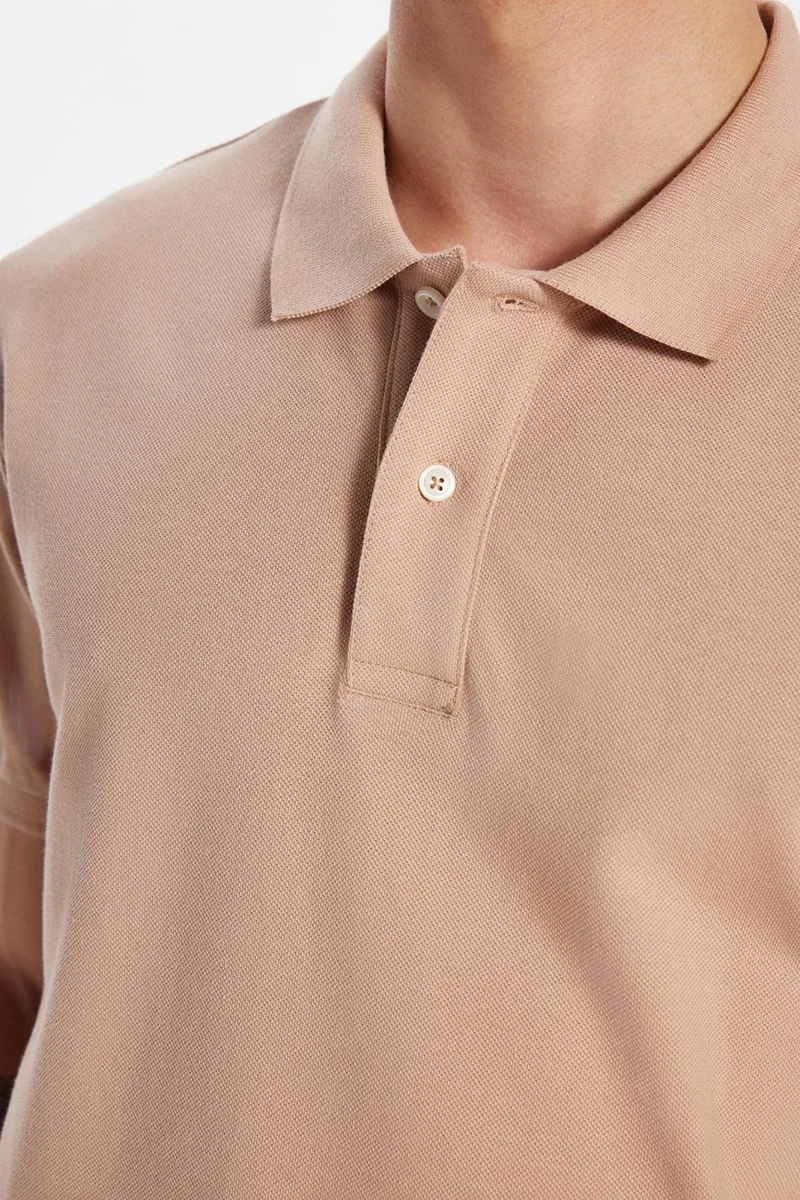 Tudors Men's Slim Fit Slim Cut 100% Cotton Mink Polo Neck T-Shirt