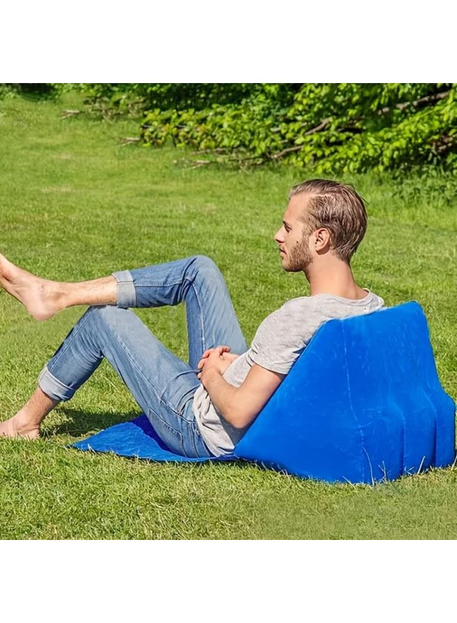 Grey PVC Flocking Inflatable Triangle Beach Mat Portable Foldable Moisture Proof Seat Cushion - Image 1
