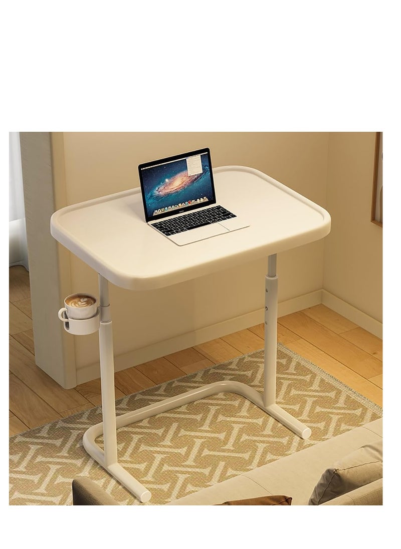 Laptop Desk with Adjustable Magnetic Desktop, Height Adjustable Foldable Table Mate for Students Writting & Reading, Metal Frame Sofa Side Table, End Table, Bedside Table, TV Dinner Tray Table (White)
