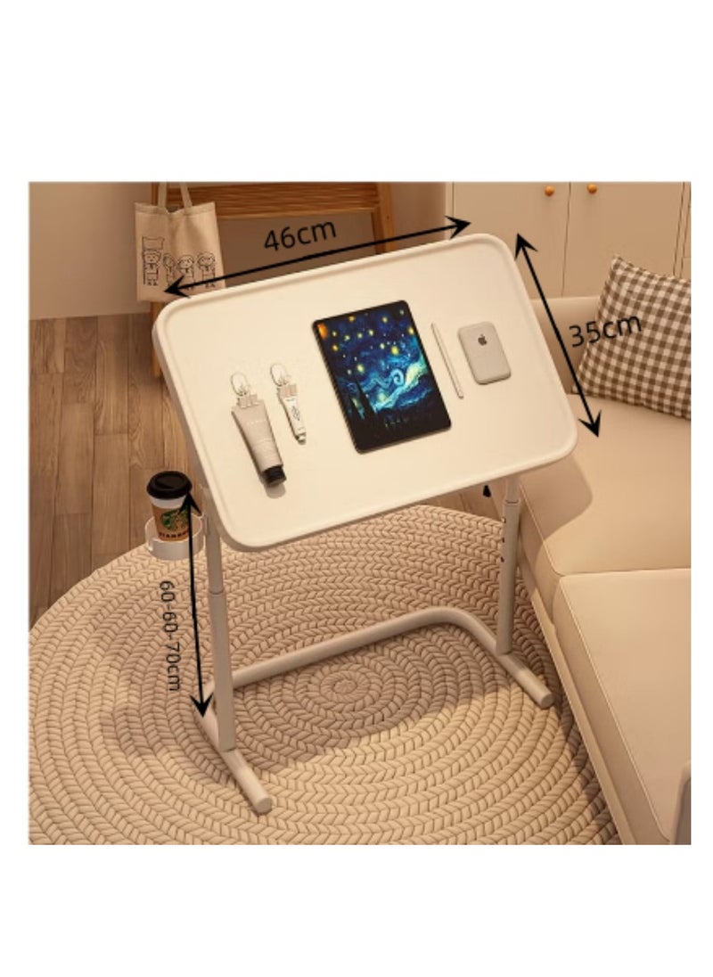 Laptop Desk with Adjustable Magnetic Desktop, Height Adjustable Foldable Table Mate for Students Writting & Reading, Metal Frame Sofa Side Table, End Table, Bedside Table, TV Dinner Tray Table (White)