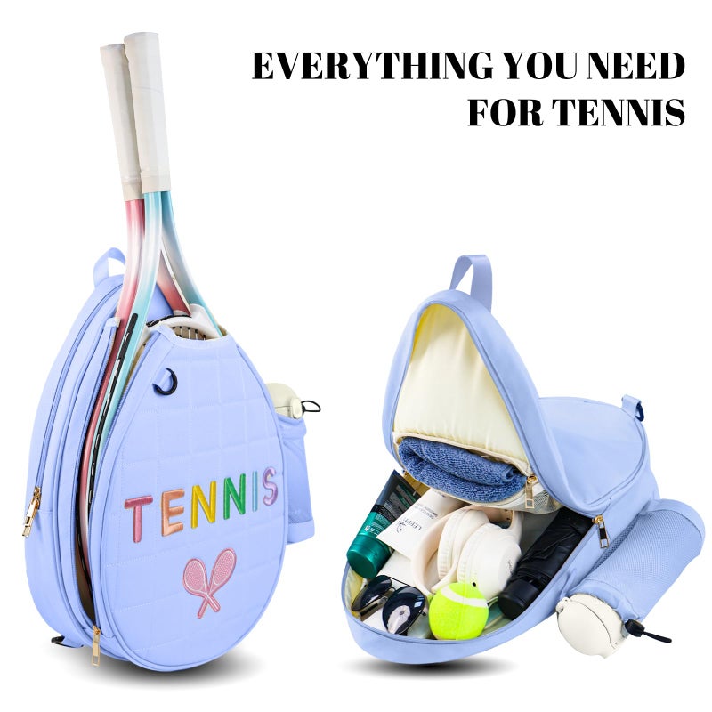NZNDB Tennis Bags for Women Girl, Tennis Sling Crossbody Backpack, Water Resistant Tennis Bag for Pickleball, Tennis, Racketball (Blue) - Image 3