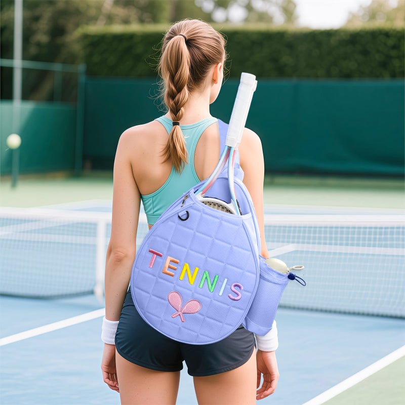 NZNDB Tennis Bags for Women Girl, Tennis Sling Crossbody Backpack, Water Resistant Tennis Bag for Pickleball, Tennis, Racketball (Blue) - Image 2