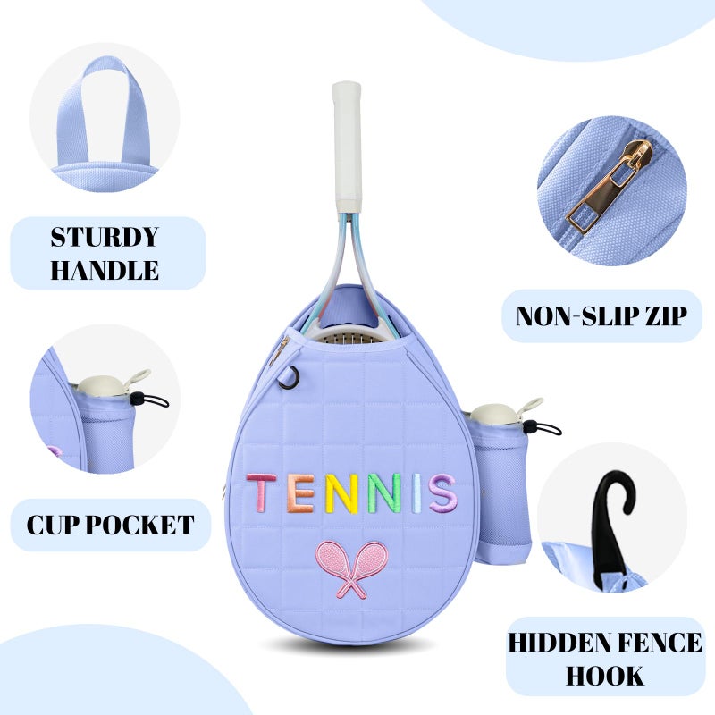 NZNDB Tennis Bags for Women Girl, Tennis Sling Crossbody Backpack, Water Resistant Tennis Bag for Pickleball, Tennis, Racketball (Blue) - Image 5