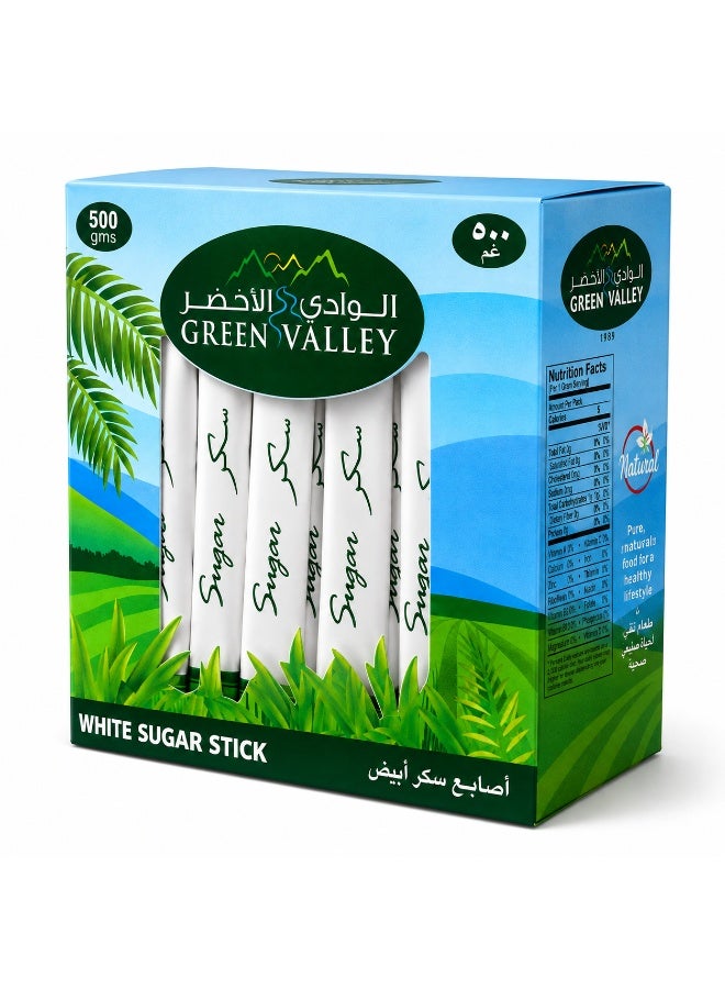 Green Valley أعواد سكر أبيض من جرين فالي 500 جرام – سكر نقي مكرر، عبوة فردية - Image 1