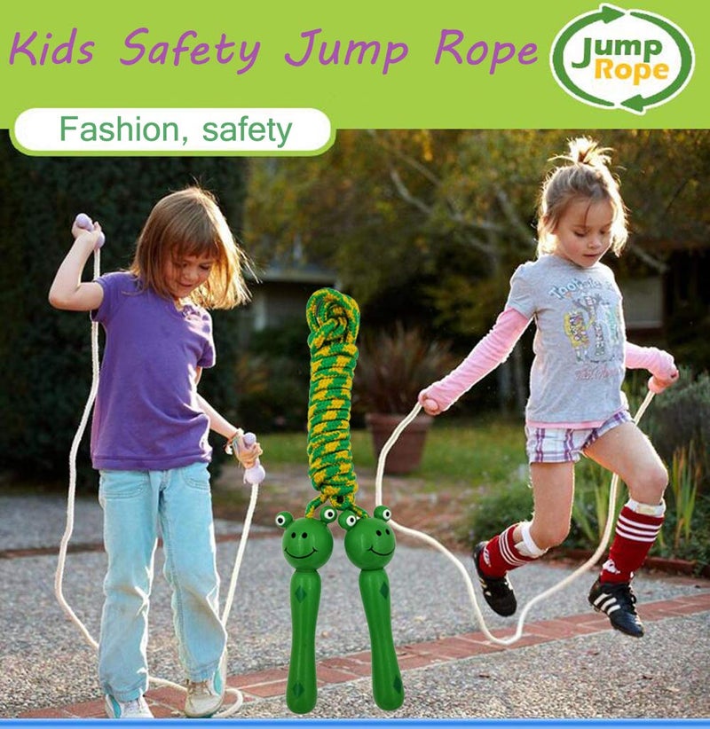 SACKORANGE حزمة 4 حبال قفز بمقابض خشبية للأطفال - حبل قفز رائع للأطفال والطلاب لنشاطات خارجية ممتعة، هدايا حفلات، ترفيه ولياقة بدنية. - Image 2