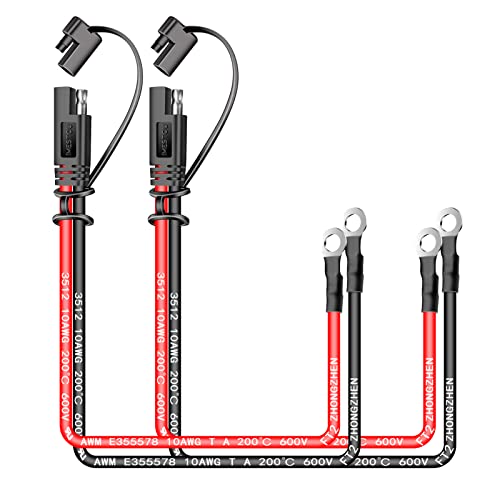 iMESTOU 10AWG SAE to O Ring Terminal Harness 2 Pin Quick Disconnect Plug 1 Feet Eyelet Terminal Harness Extension Cord Quick Disconnect SAE Connectors for 12V/24V Motorcycle, Car, Tractor(1) - Image 1