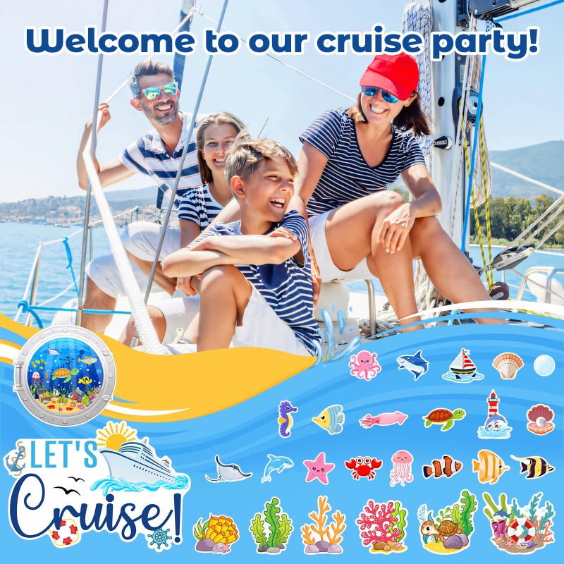 Yeysynana 27PCS Cruise Door Decorations Magnetic, Reusable Funny Ocean Animal Magnet Stickers Sea Plants Magnets for Cruise Ship Cabin Door Refrigerator Car Carnival Party - Image 2