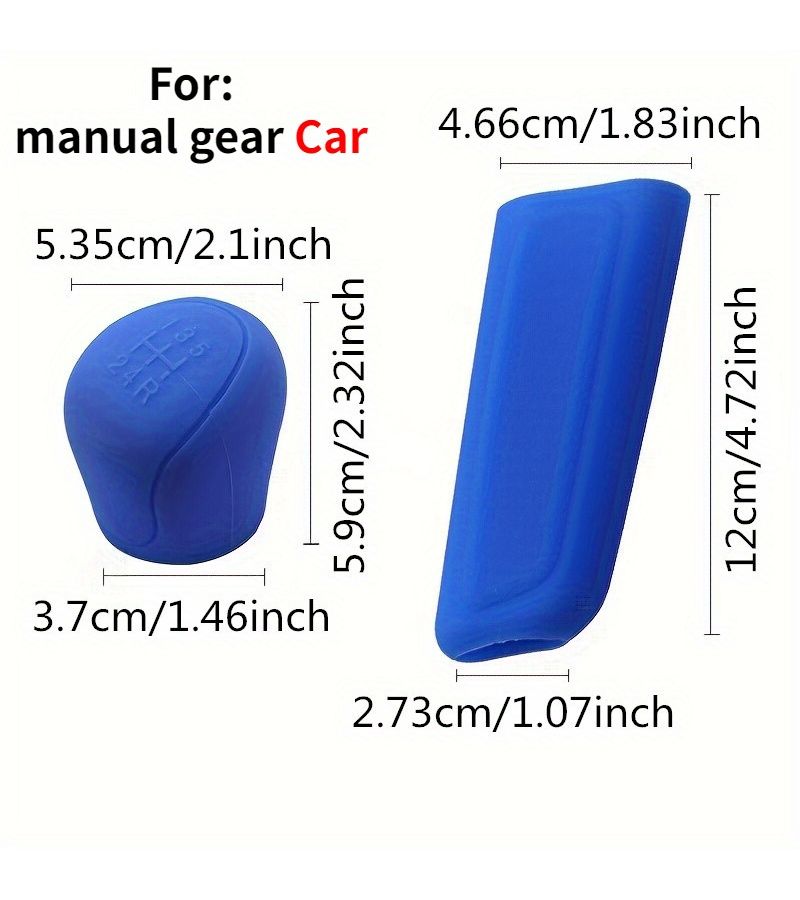 2pcs Red Pu Leather Gear Shift Knob Cover And Handbrake Grip Set Anti Slip Car Silicone Gel Sleeve Protector For Manual Transmission Vehicles - Image 2