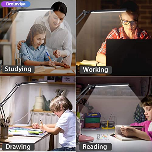 BROLAVIYA Heavy Base LED Desk Lamp Light with Metal arm Table Lamp Stand,3 Lighting Modes,360 Degree Spin for Home Office,Desktop,Bedroom,Reading, Study lamp etc - Image 5