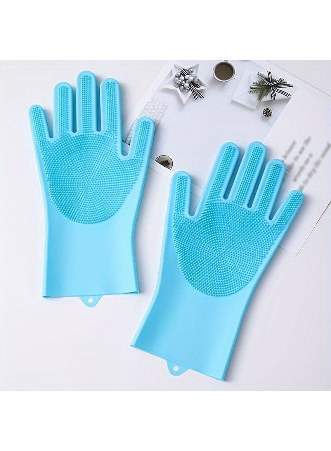 1 Pair Magic Silicone Dish Washing Gloves for Kitchen